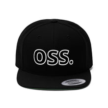 Load image into Gallery viewer, Black/White OSS. Flat Bill Hat
