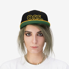 Load image into Gallery viewer, Black/Yellow OSS. Flat Bill Hat
