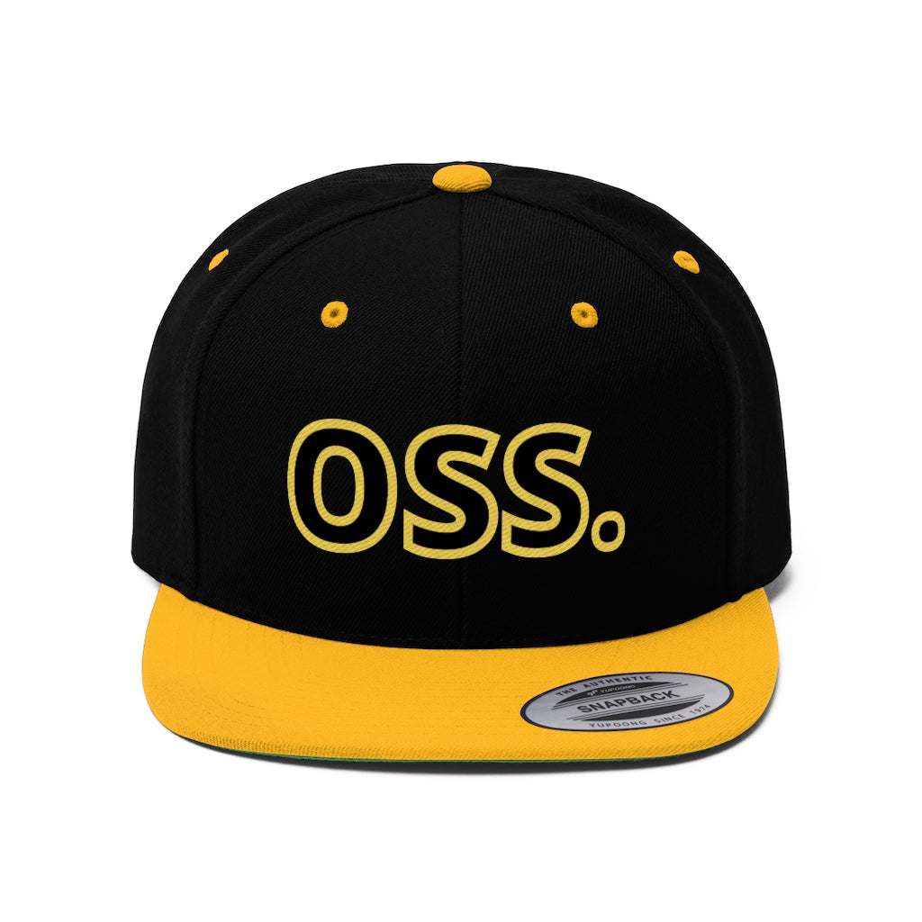 Black/Yellow OSS. Flat Bill Hat